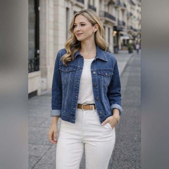 Liverpool Jeans Company Women's Mid-Blue Denim Jacket Strech - Picture 2 of 7